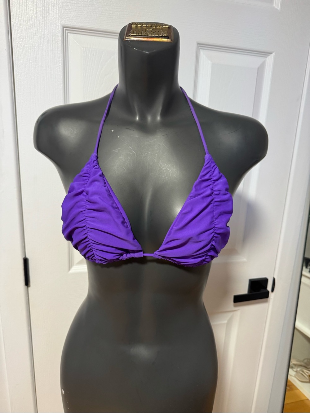 Purple Ruched Triangle Bikini Top - Women Swim